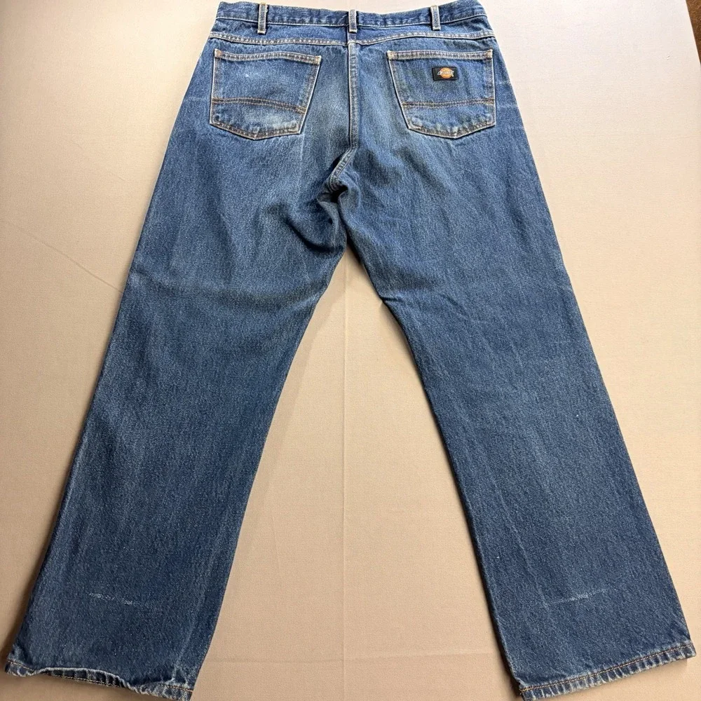 Dickies Jeans Mens 38x30 Blue Denim Relaxed Fit Straight Leg Work Pants